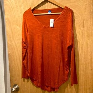 NWT Old Navy Luxe long sleeve orange tee